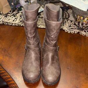 Maurices Brown Mid-Calf Buckle Booties